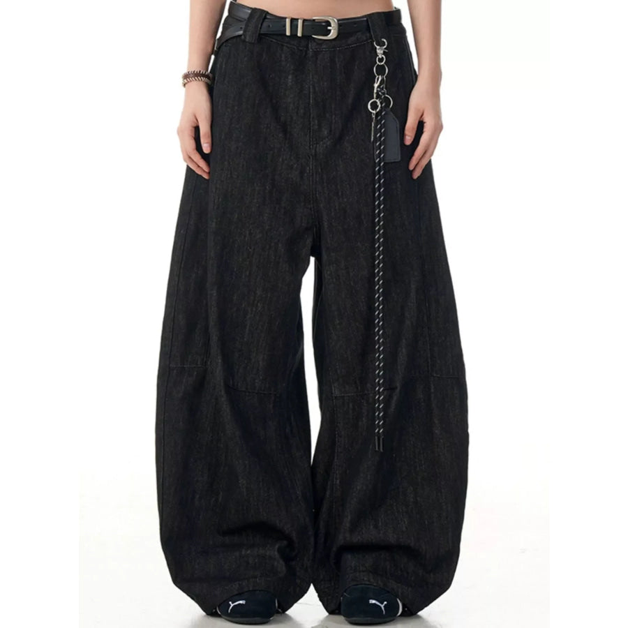 Men’s Wide Leg Wash Jeans Black / S Apparel and Accessories