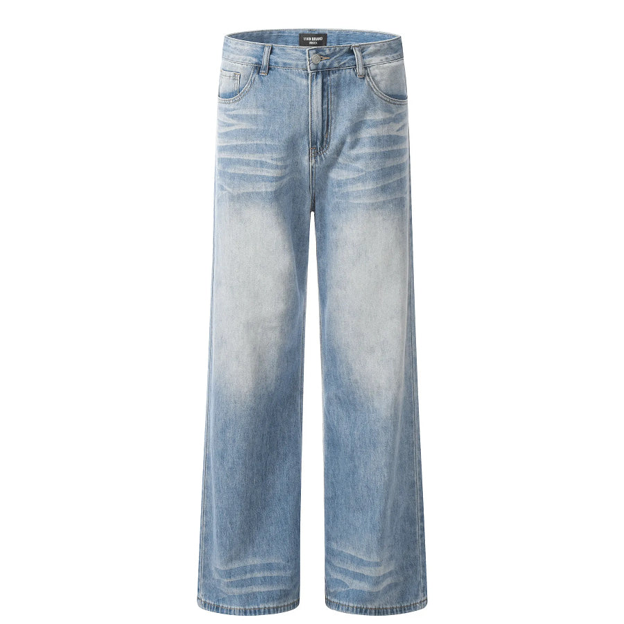 Men’s Wide Leg Wash Jeans Light / S Apparel and Accessories