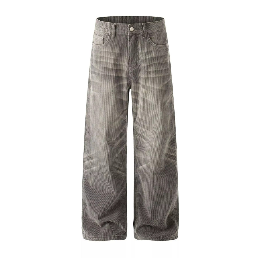 Men’s Wide Leg Washed Jeans Grey / S Apparel and Accessories