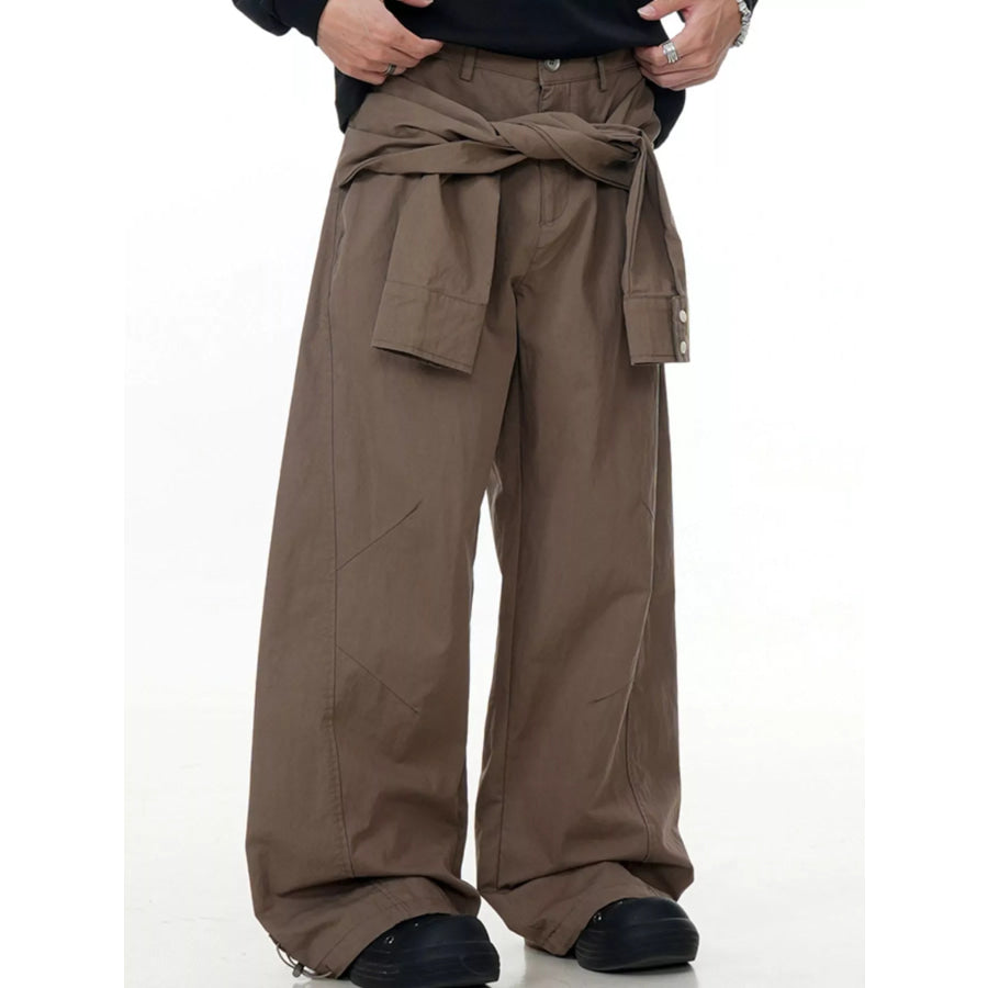 Men’s Wide-Legged Casual Pants Brown / S Apparel and Accessories
