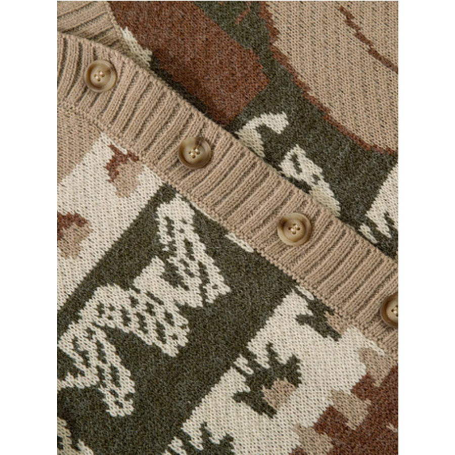 Men’s Woodland Critter Knit Cardigan Khaki / M Apparel and Accessories