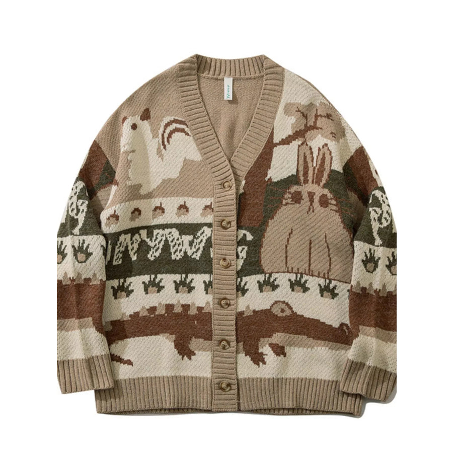 Men’s Woodland Critter Knit Cardigan Khaki / M Apparel and Accessories