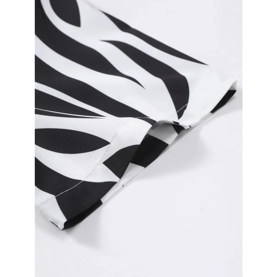 Men’s Zebra Print Short Sleeve Shirt and Shorts Set Apparel and Accessories