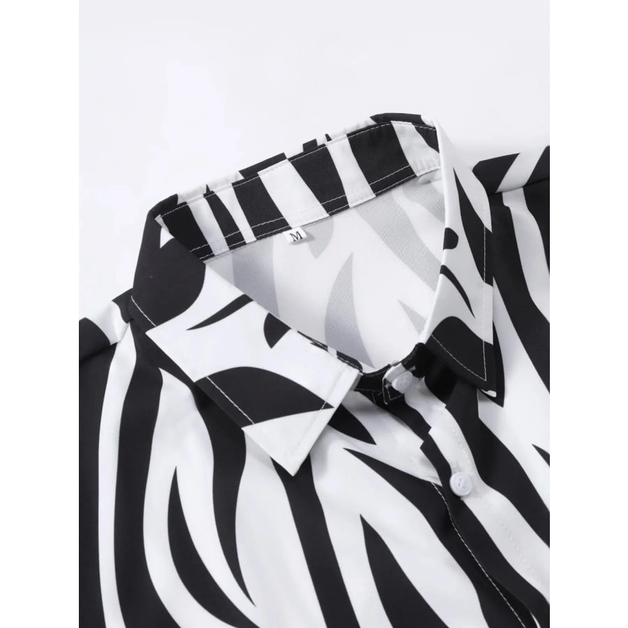 Men’s Zebra Print Short Sleeve Shirt and Shorts Set Apparel and Accessories