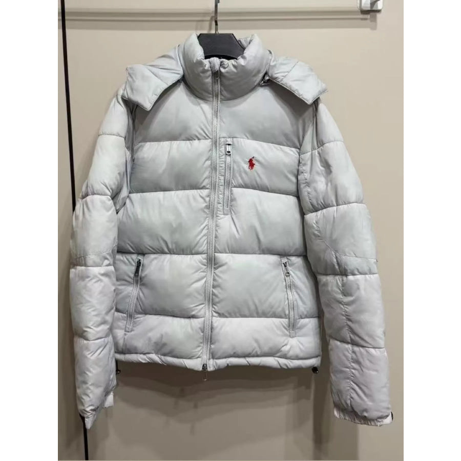 Men’s Zip Up Hooded Puffer Jacket Gray-8526 / S Apparel and Accessories
