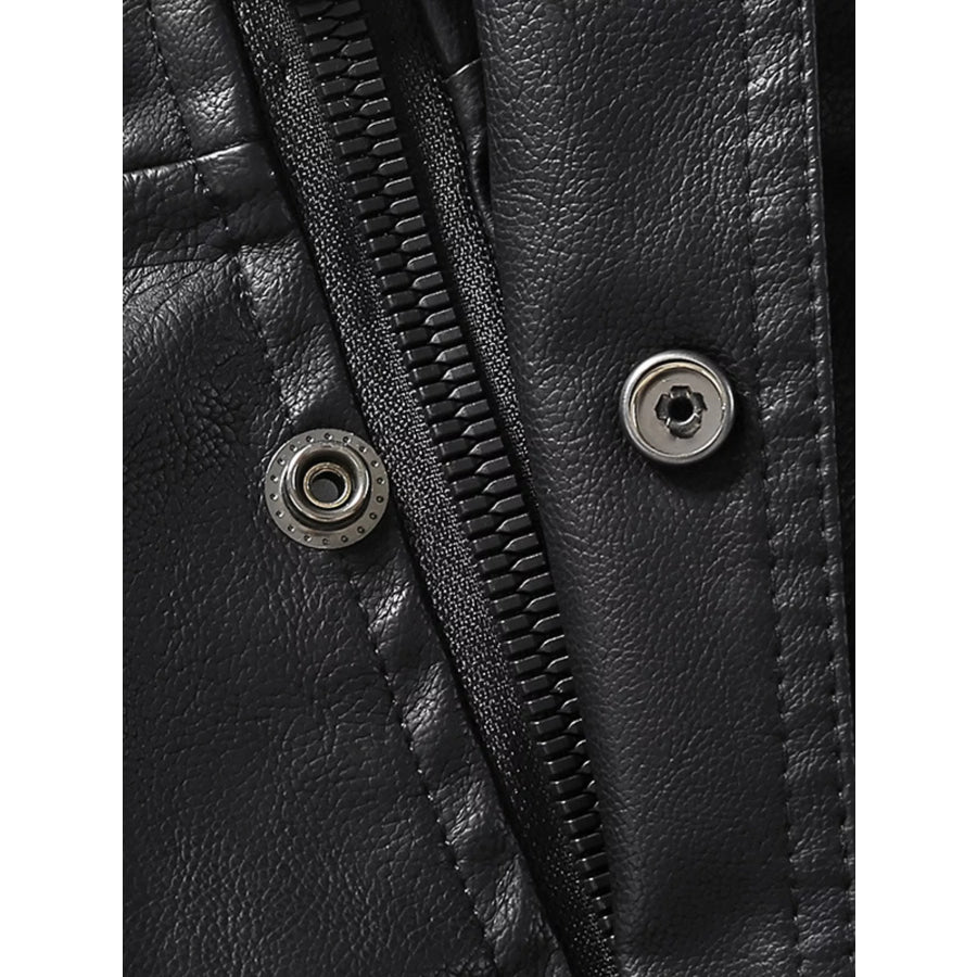 Men’s Zip Up Long Sleeve Leather Jacket Apparel and Accessories