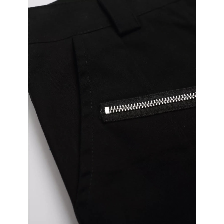 Men’s Zipper Detail Wide Leg Capris Apparel and Accessories