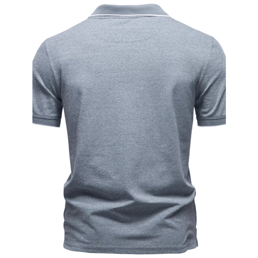 Men’s Zippered Collar Polo with Contrasting Trim Apparel and Accessories
