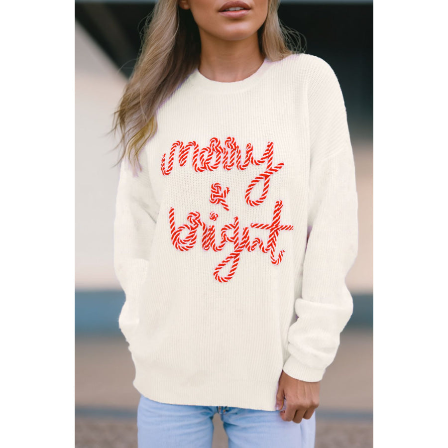 MERRY &amp; BRIGHT Round Neck Sweater Apparel and Accessories
