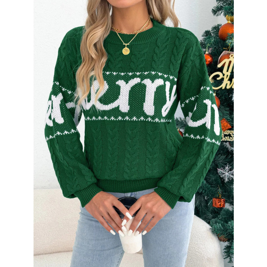 Merry Cable Knit Sweater Apparel and Accessories