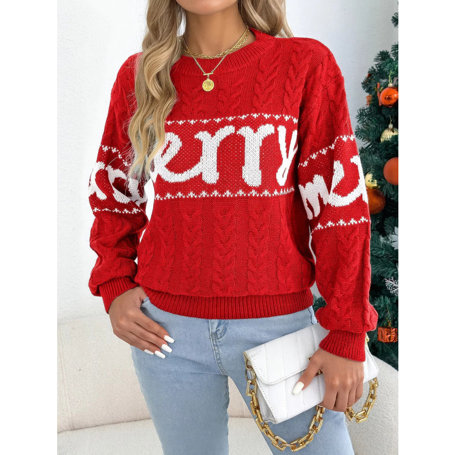 Merry Cable Knit Sweater Apparel and Accessories
