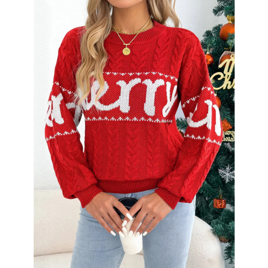 Merry Cable Knit Sweater Apparel and Accessories