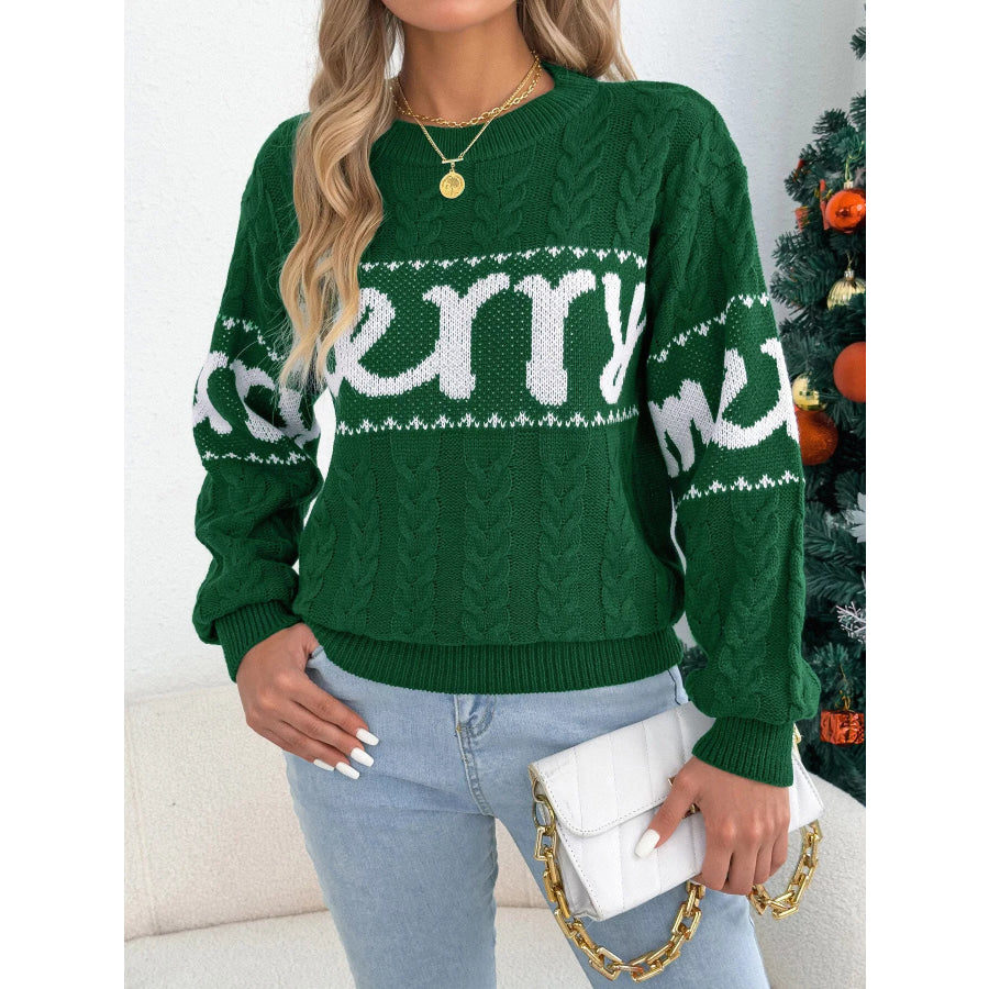 Merry Cable Knit Sweater Apparel and Accessories