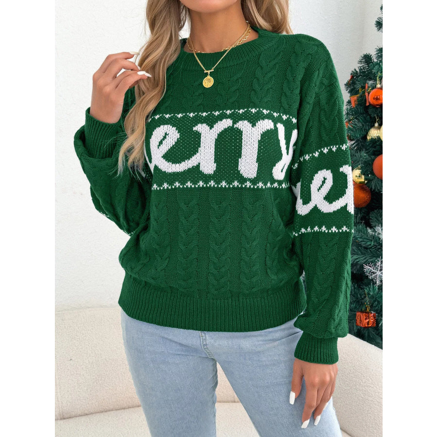 Merry Cable Knit Sweater Apparel and Accessories
