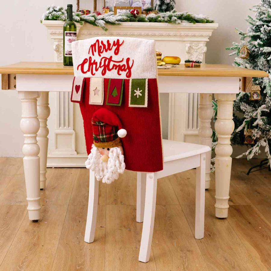 MERRY CHRISTMAS Chair Cover Deep Red / One Size