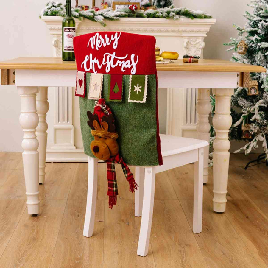 MERRY CHRISTMAS Chair Cover Green / One Size