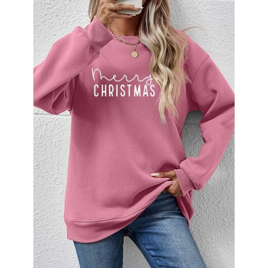 MERRY CHRISTMAS Dropped Shoulder Sweatshirt Moonlit Mauve / S Clothing