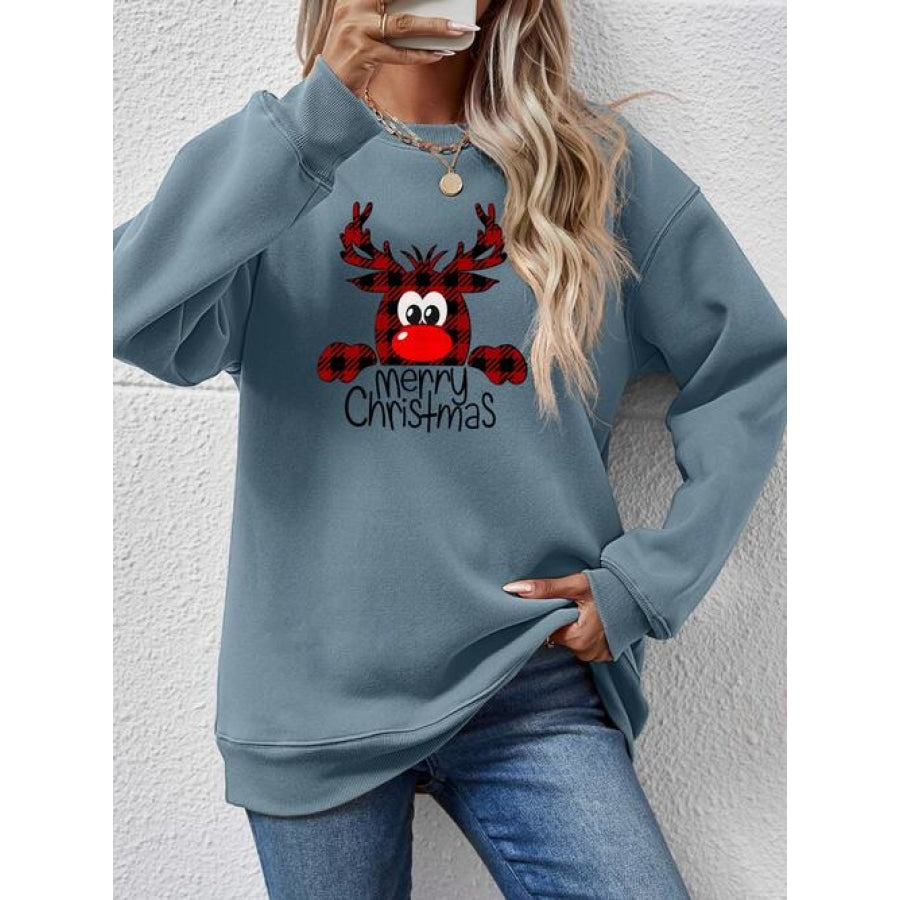 MERRY CHRISTMAS Graphic Sweatshirt Air Force Blue / S