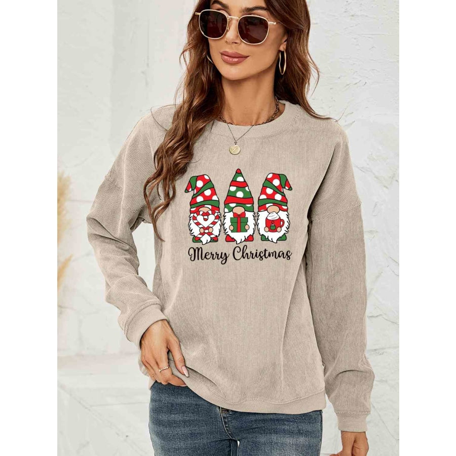 MERRY CHRISTMAS Graphic Sweatshirt Beige / S