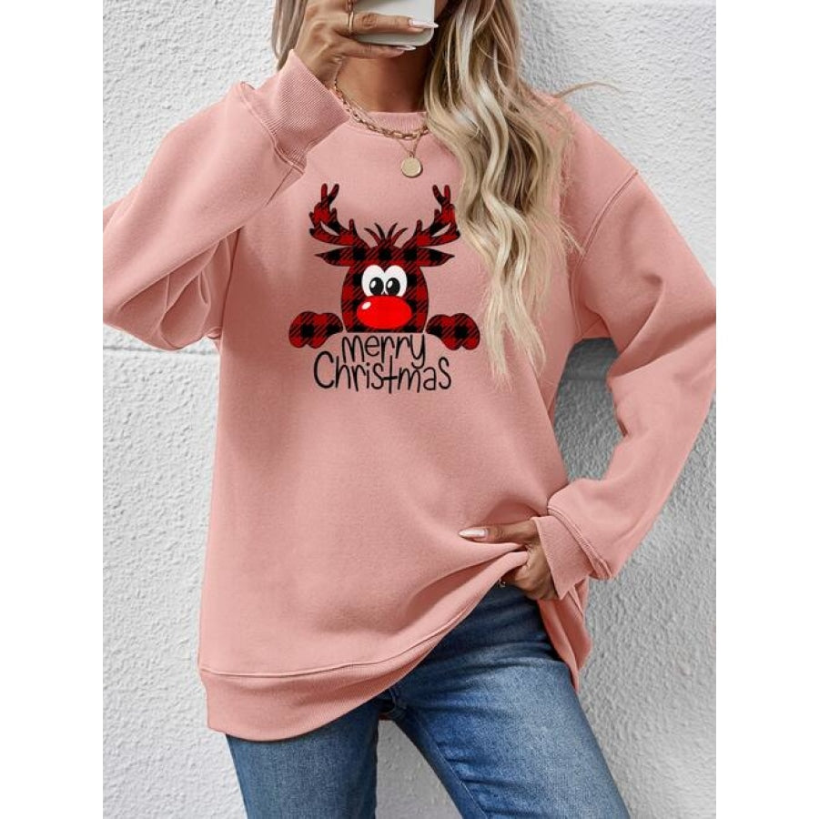 MERRY CHRISTMAS Graphic Sweatshirt Blush Pink / S