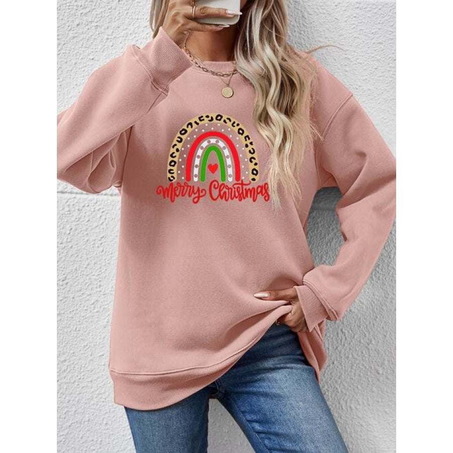 MERRY CHRISTMAS Graphic Sweatshirt Blush Pink / S