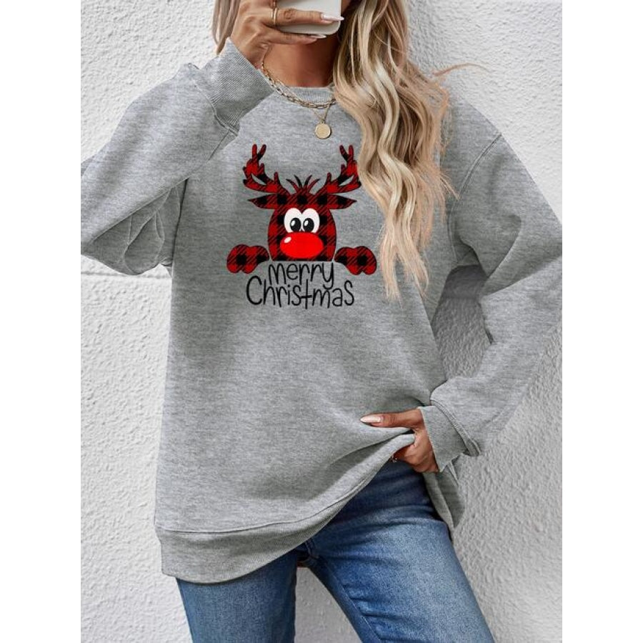 MERRY CHRISTMAS Graphic Sweatshirt Charcoal / S