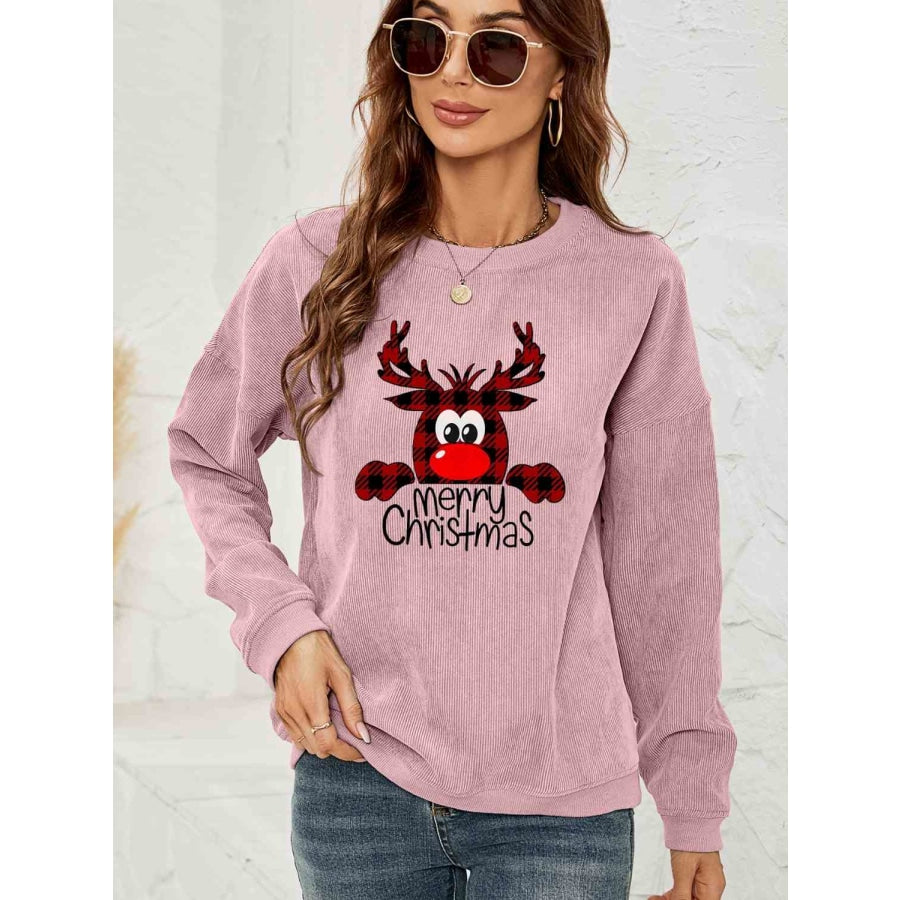 MERRY CHRISTMAS Graphic Sweatshirt Dusty Pink / S