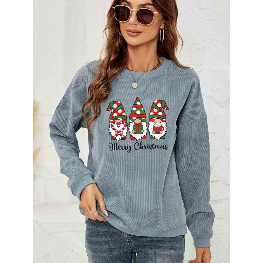 MERRY CHRISTMAS Graphic Sweatshirt Misty Blue / S