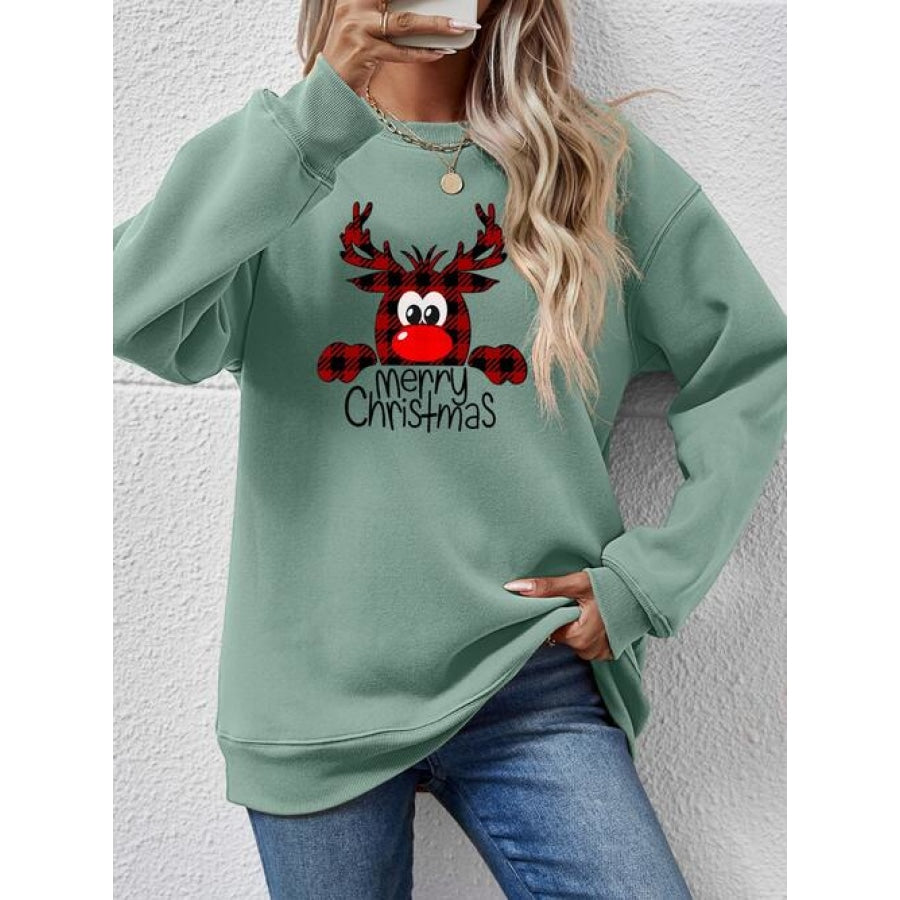 MERRY CHRISTMAS Graphic Sweatshirt Sage / S