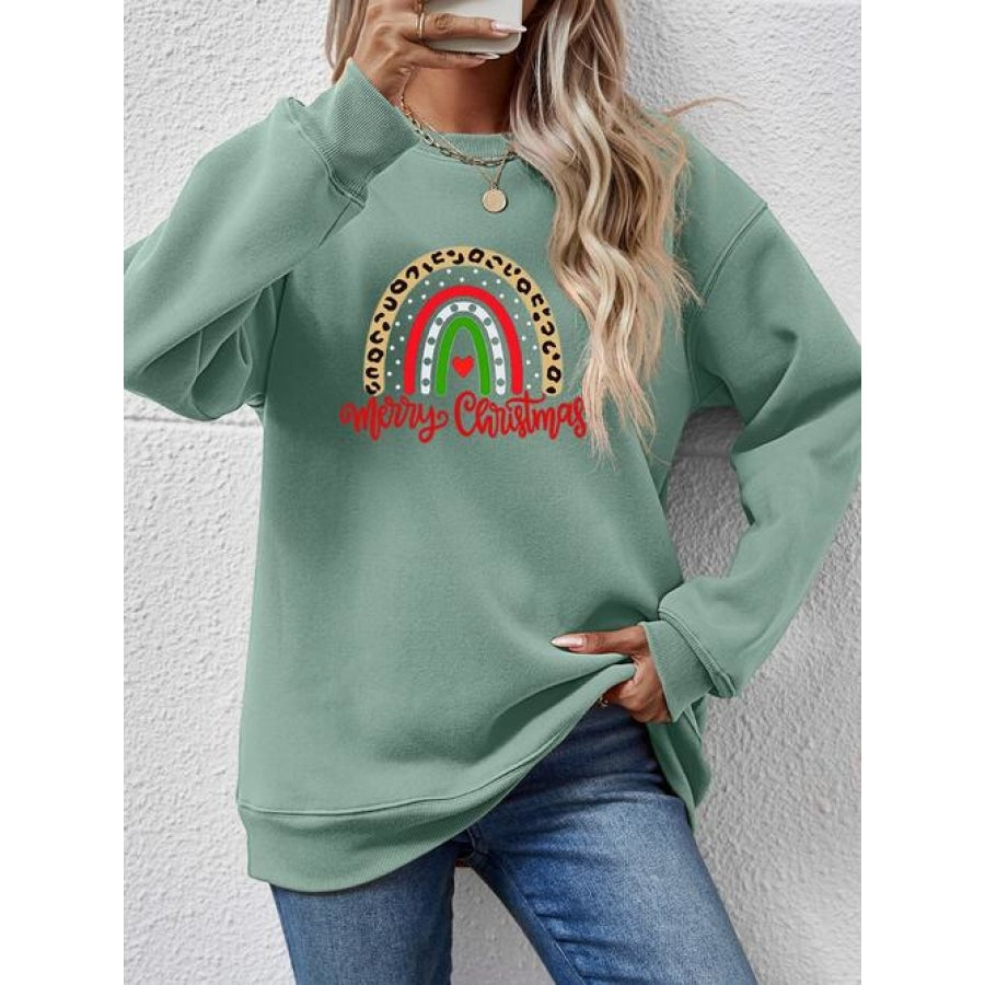 MERRY CHRISTMAS Graphic Sweatshirt Sage / S