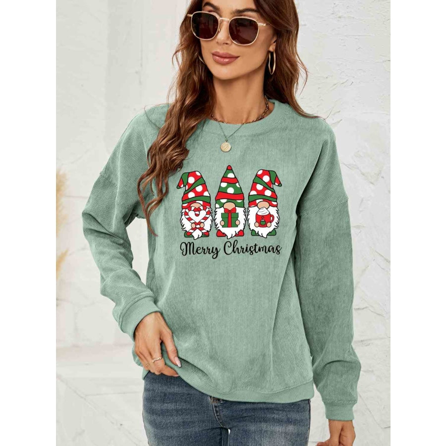 MERRY CHRISTMAS Graphic Sweatshirt Sage / S