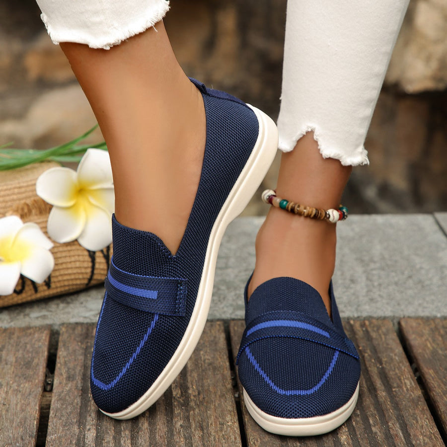 Mesh Breathable Round Toe Slip-Ons Dark Blue / 36(US5) Apparel and Accessories