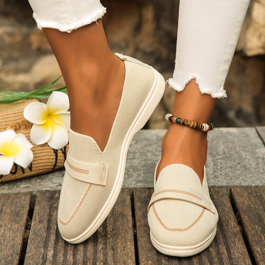 Mesh Breathable Round Toe Slip-Ons Ivory / 36(US5) Apparel and Accessories