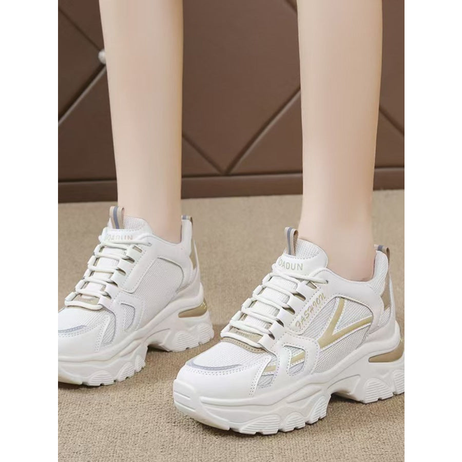 Mesh Lace Up Platform Sneakers Apparel and Accessories