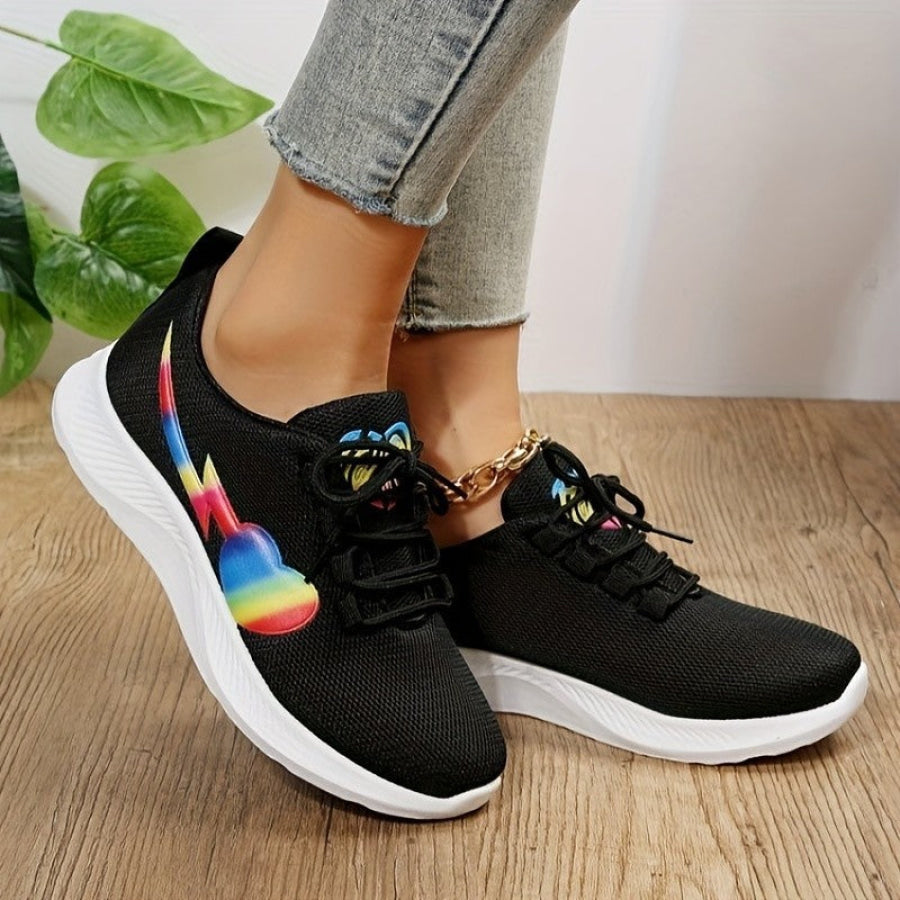 Mesh Lace-Up Sneakers Black / 36(US5) Apparel and Accessories