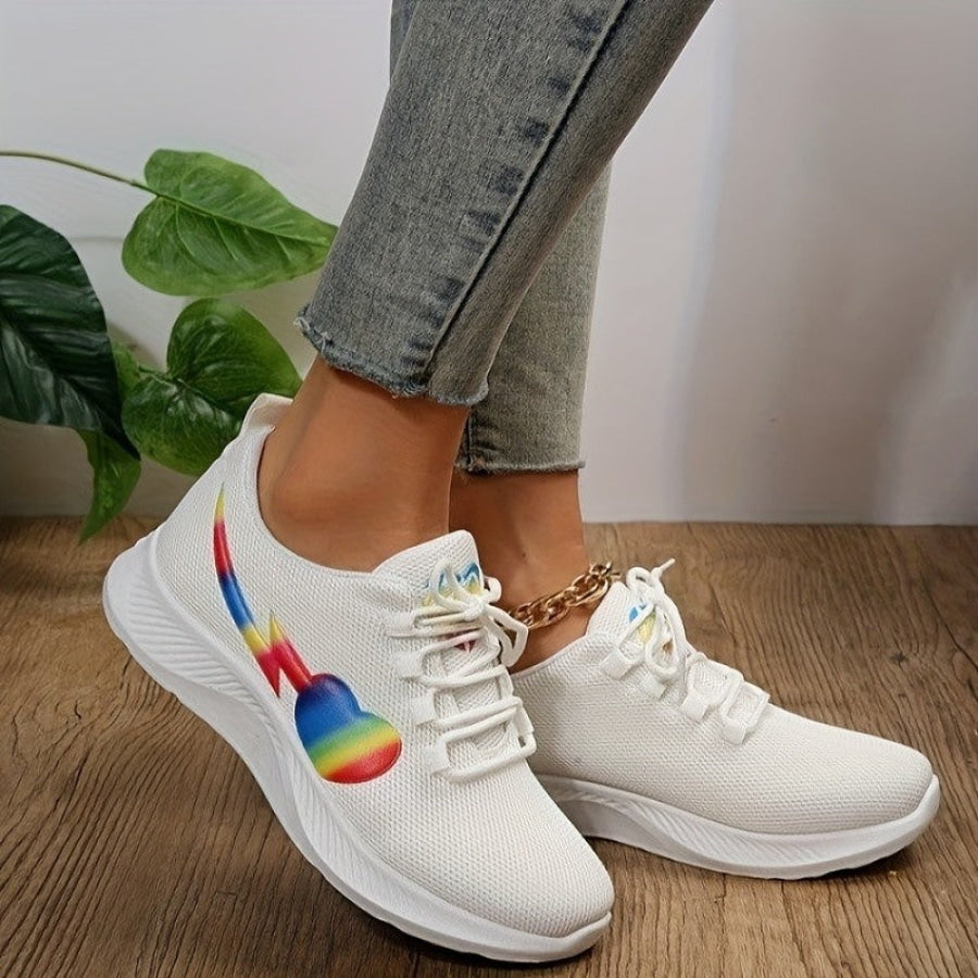 Mesh Lace-Up Sneakers White / 36(US5) Apparel and Accessories