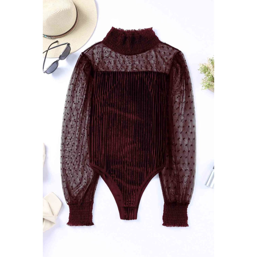 Mesh Long Sleeve Velvet Bodysuit