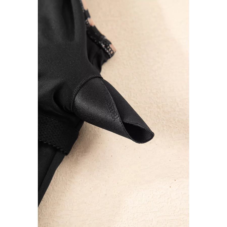 Mesh Patchwork V Neck Half Sleeve Bodycon One Piece Swimwear Apparel and Accessories