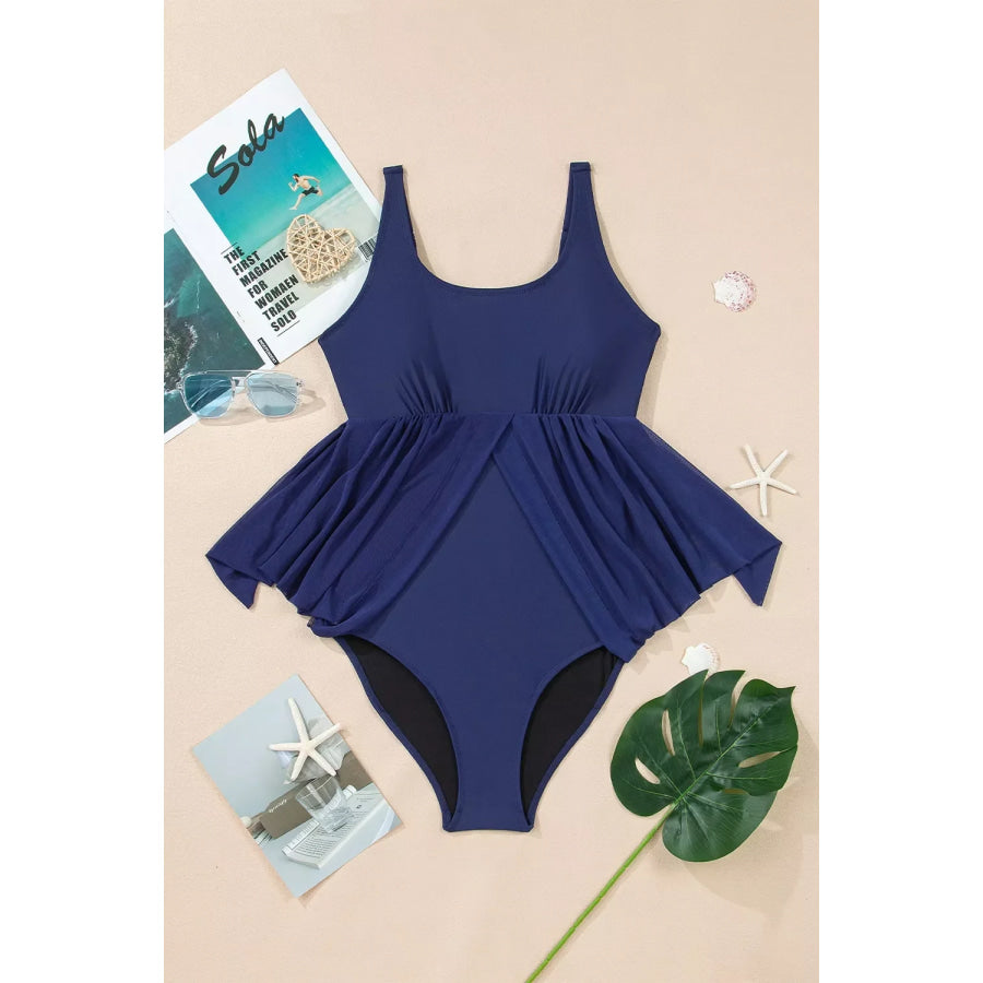 Mesh Patchwork V Neck Half Sleeve Bodycon One Piece Swimwear Apparel and Accessories