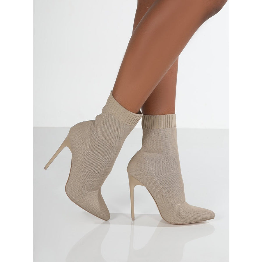 Mesh Point Toe Stiletto Boots Apparel and Accessories