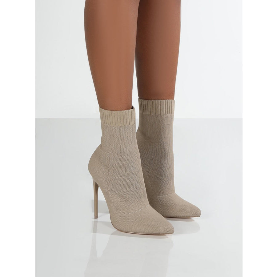 Mesh Point Toe Stiletto Boots Beige / 36(US5) Apparel and Accessories