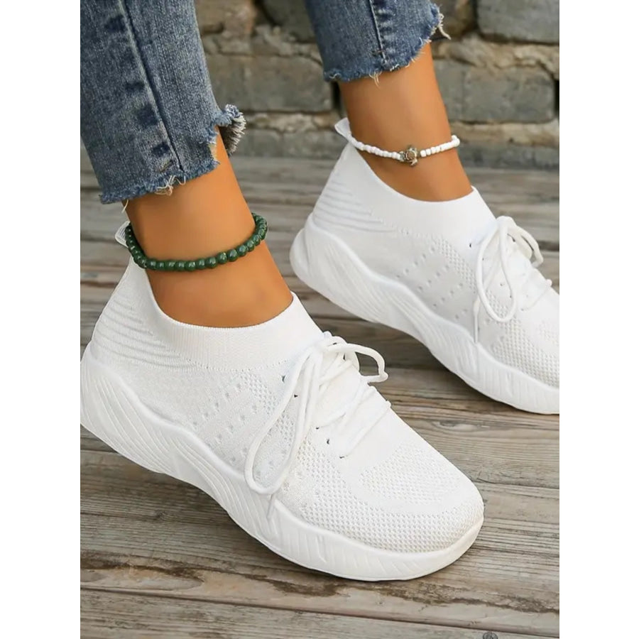 Mesh Round Toe Flat Athletic White / 35(US4) Apparel and Accessories