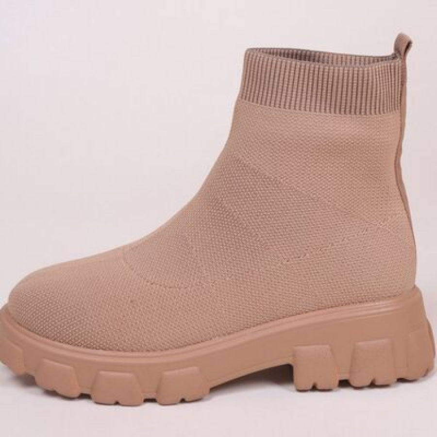 Mesh Round Toe Platform Boots Sand / 35(US4) Apparel and Accessories