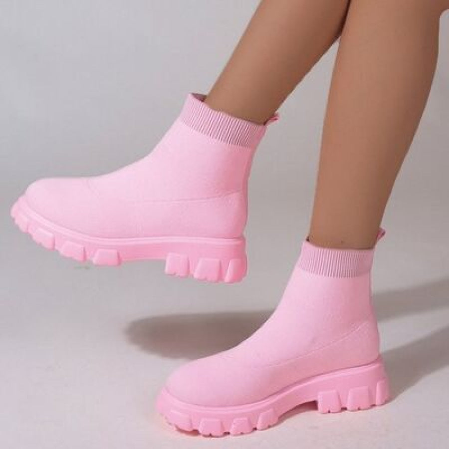 Mesh Round Toe Platform Boots Carnation Pink / 35(US4) Apparel and Accessories