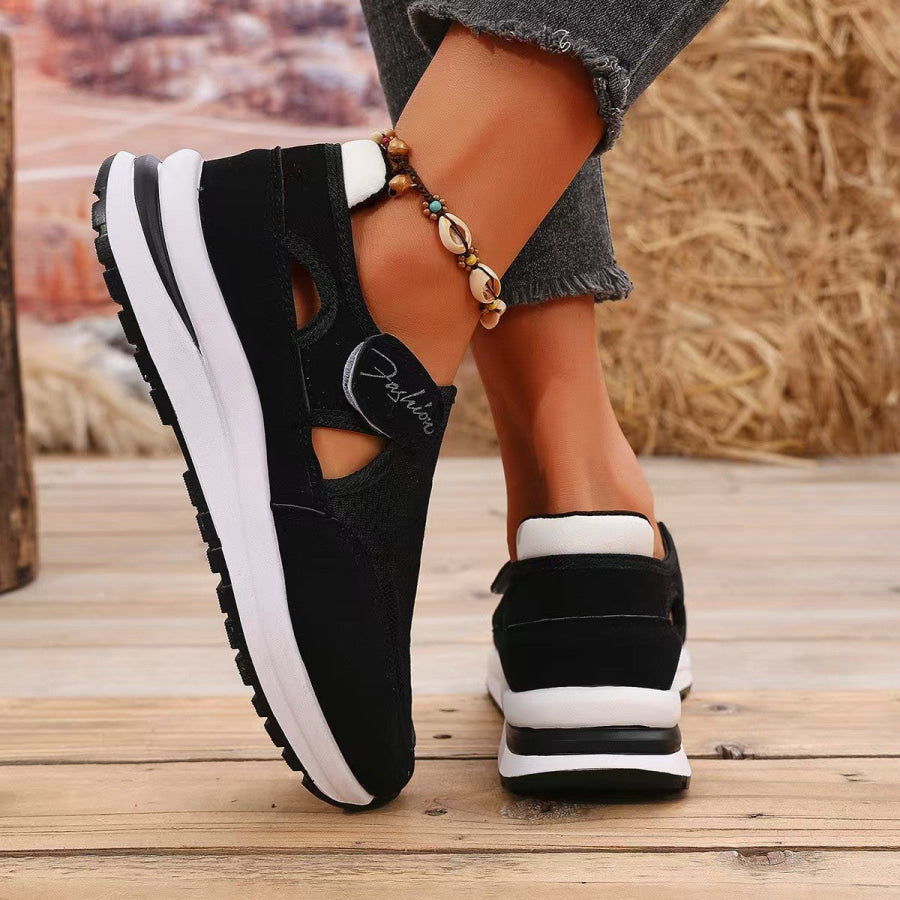 Mesh Round Toe Platform Sneakers Apparel and Accessories