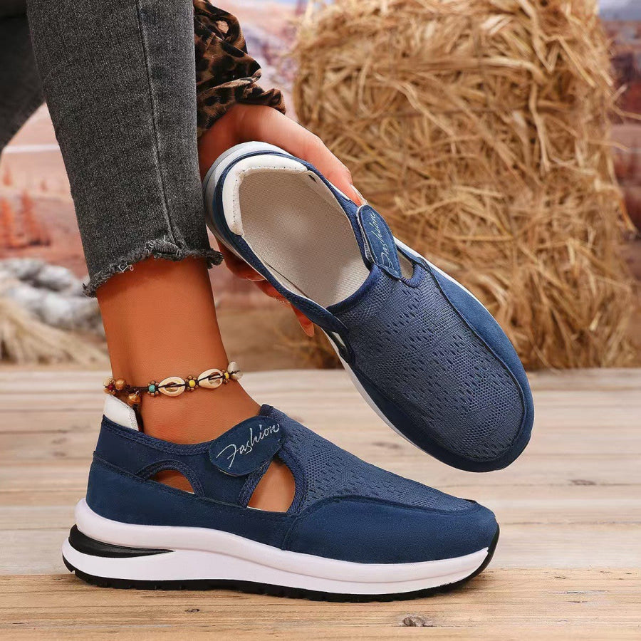 Mesh Round Toe Platform Sneakers Apparel and Accessories