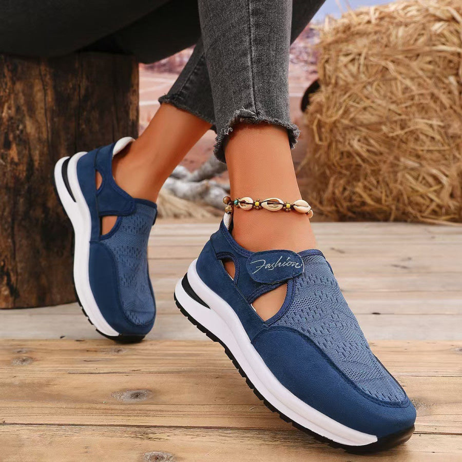 Mesh Round Toe Platform Sneakers Navy / 36(US5) Apparel and Accessories