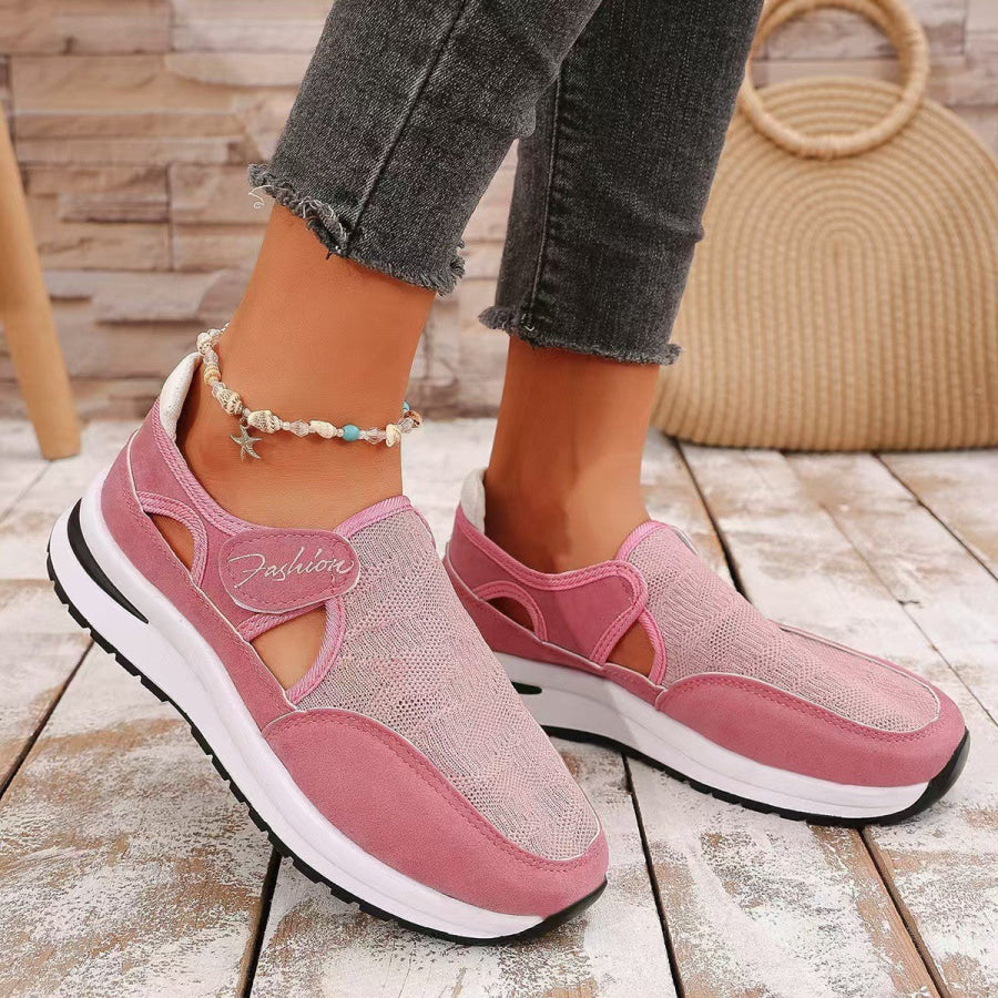 Mesh Round Toe Platform Sneakers Pink / 36(US5) Apparel and Accessories