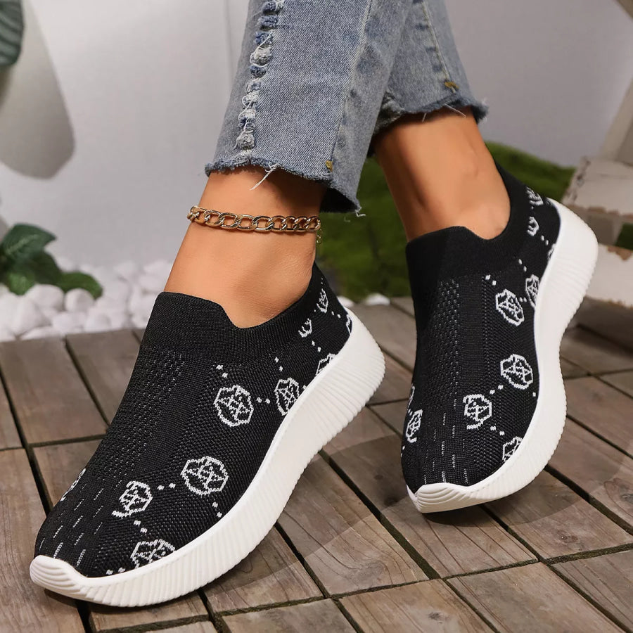 Mesh Round Toe Slip-Ons Black / 36 Apparel and Accessories