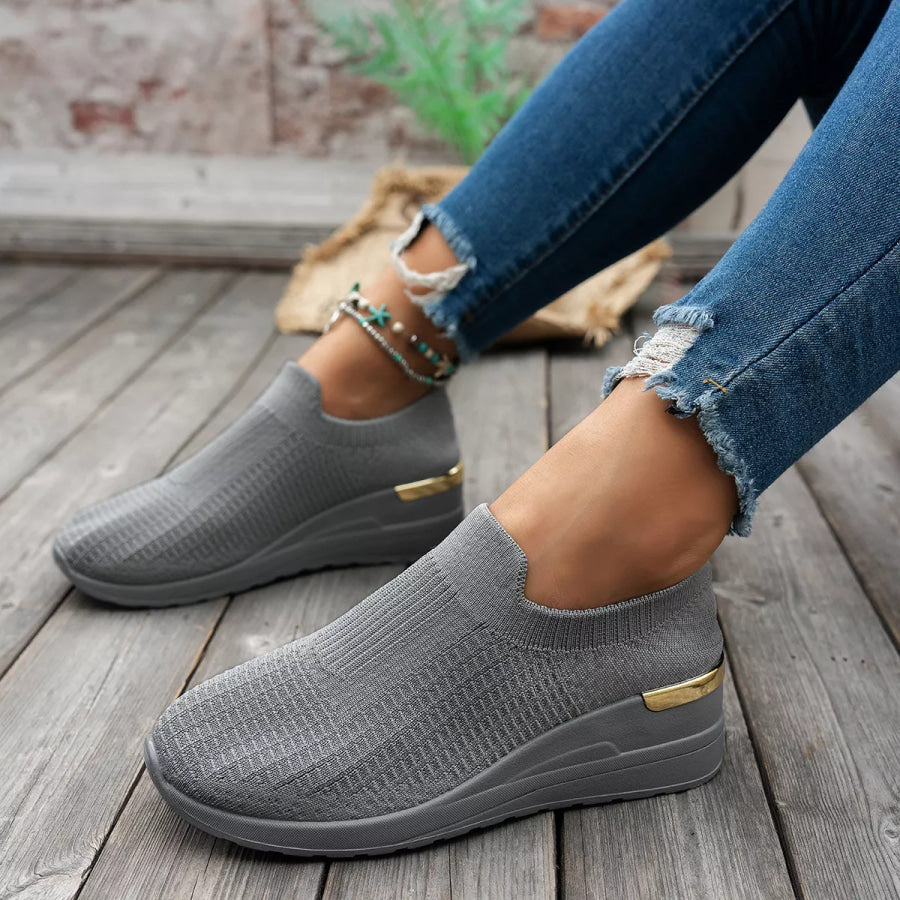 Mesh Round Toe Wedge Athletic Apparel and Accessories